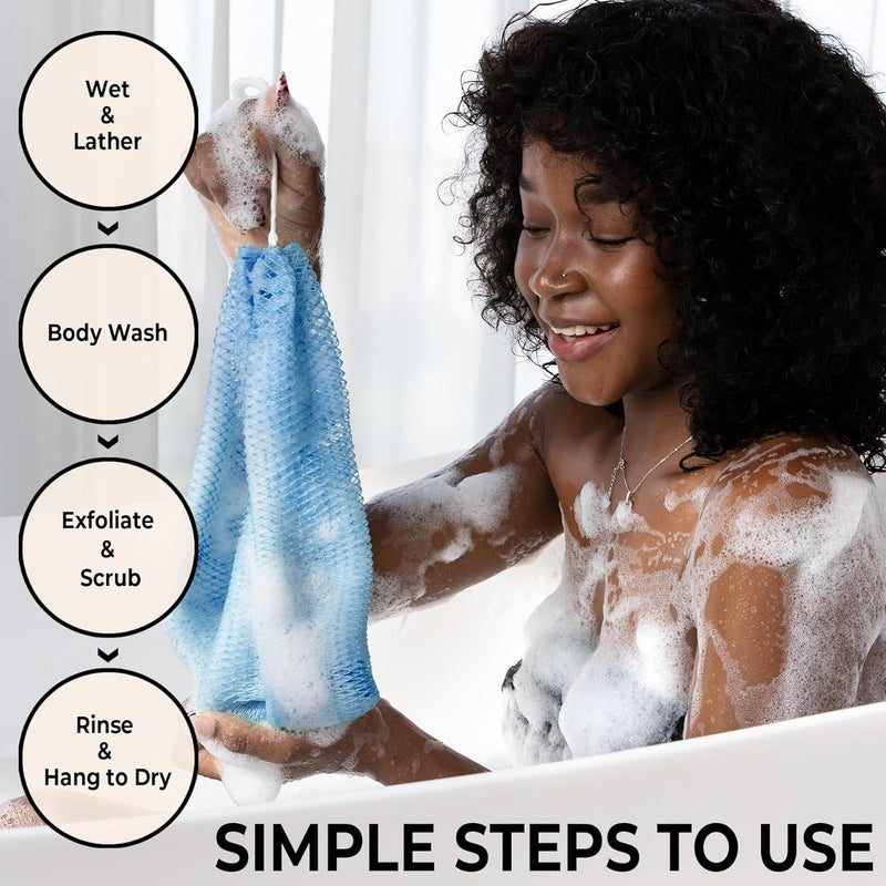 MINISENTIALS African Net Sponge Authentic - Afro Scrub Exfoliating Net Sponge with Knots - African Bath Sponges for Body Scrubber Exfoliator - Back Scrubber for Shower Bathing Accessories - Image 3